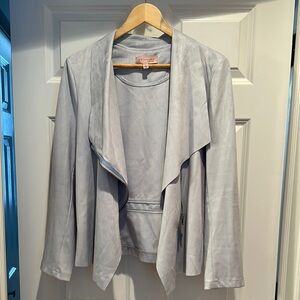 Philosophy Ice Blue Suede-Like Lightweight Jacket with Shawl Collar